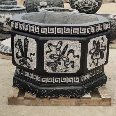 仿古做旧浮雕庭院鱼缸摆件