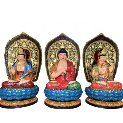 玻璃钢彩绘寺庙供奉佛像三圣博鱼网页版