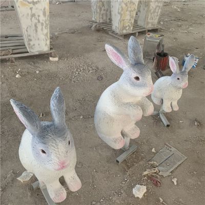 玻璃钢仿铜动物景观户外公园兔子 