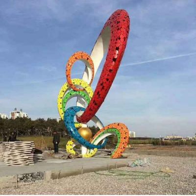户外广场大型不锈钢彩绘创意景观摆件