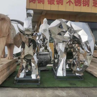 不锈钢几何抽象动物大象博鱼网页版
