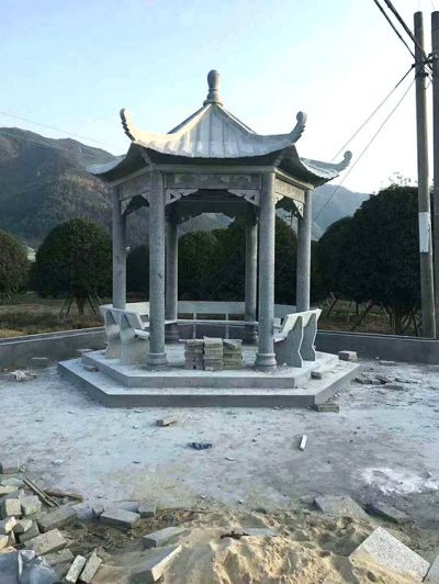 寺庙景区景观石亭 定制庭院别墅休闲石雕凉亭博鱼网页版