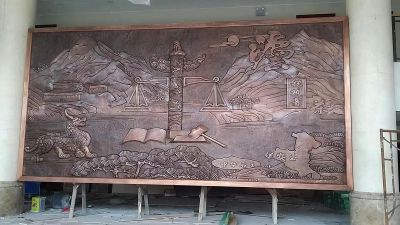 华安政务大厅地方主题浮雕,紫铜锻造壁画