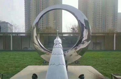 户外草坪创意不锈钢镜面圆环博鱼网页版