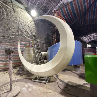 户外广场几何玻璃钢月亮博鱼网页版