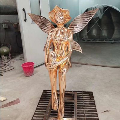 不锈钢镜面烤漆抽象花仙子广场景观小品博鱼网页版