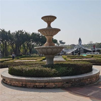 户外广场大型晚霞红石雕喷泉博鱼网页版