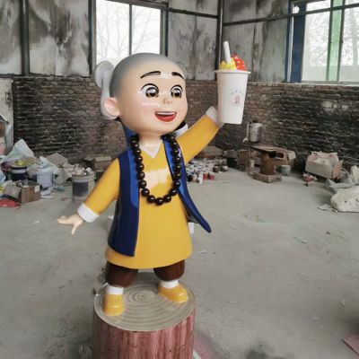 冰激凌奶茶店玻璃钢创意小和尚一休摆件