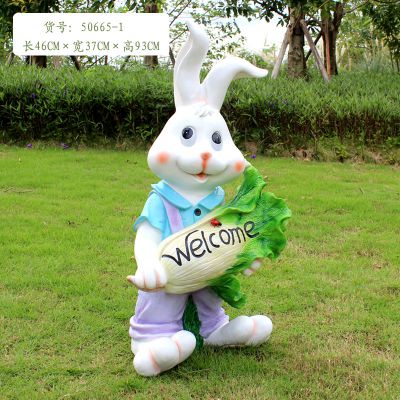 商业街一只欢迎光临玻璃钢兔子博鱼网页版