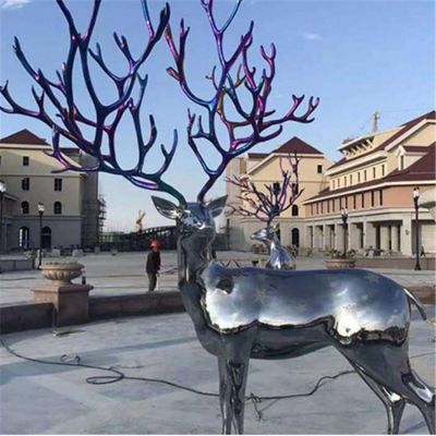 不锈钢镜面广场企业售楼部大型抽象梅花鹿博鱼网页版
