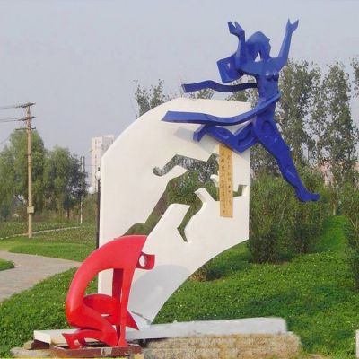 不锈钢喷漆剪影镂空抽象奔跑运动人物博鱼网页版