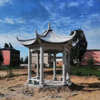 大理石石雕户外园林中式六角凉亭博鱼网页版摆件