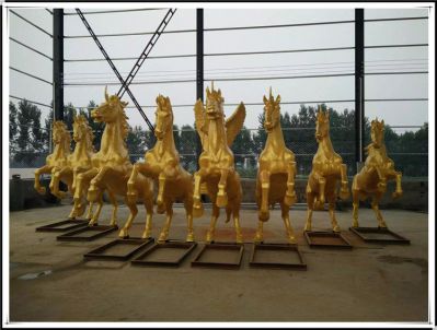 玻璃钢喷金烤漆大型动物景观飞马博鱼网页版