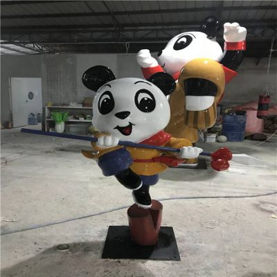 儿童乐园摆放玻璃钢卡通熊猫小品博鱼网页版
