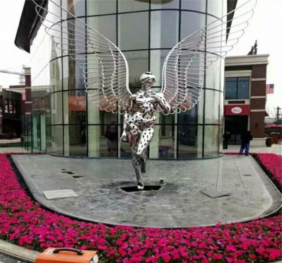 城市广场摆放镂空不锈钢天使博鱼网页版