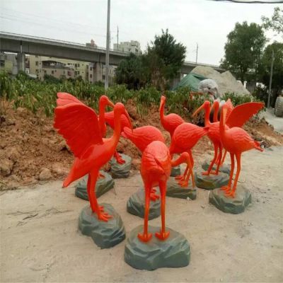 户外园林喷泉水景玻璃钢抽象火烈鸟博鱼网页版