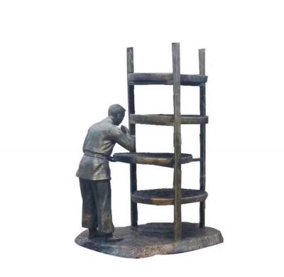 茶园摆放玻璃钢仿铜茶文化晒茶人物小品景观博鱼网页版