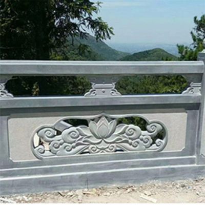 景点户外安装青石镂空浮雕荷花防护栏杆