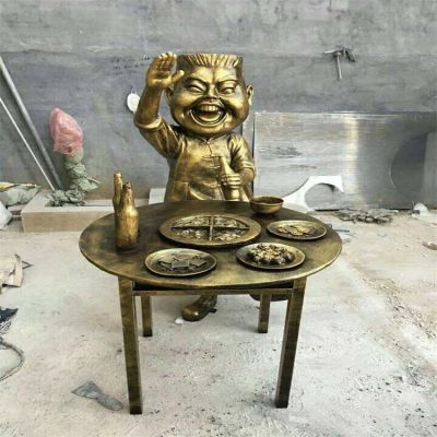 步行街摆放玻璃钢仿铜吃火锅人物博鱼网页版