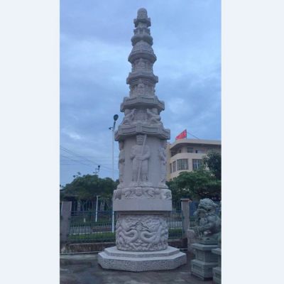 大理石石雕户外园林景观浮雕舍利塔