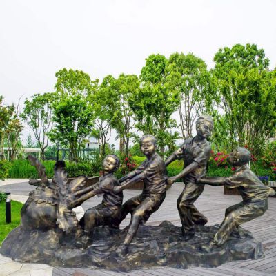 拔萝卜场景博鱼网页版，玻璃钢仿铜儿童主题博鱼网页版