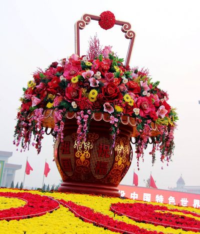 景区玻璃钢彩绘仿真花朵花篮博鱼网页版