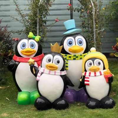 公园玻璃钢彩绘童趣可爱企鹅博鱼网页版