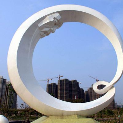 别墅广场摆放不锈钢创意圆环水景博鱼网页版