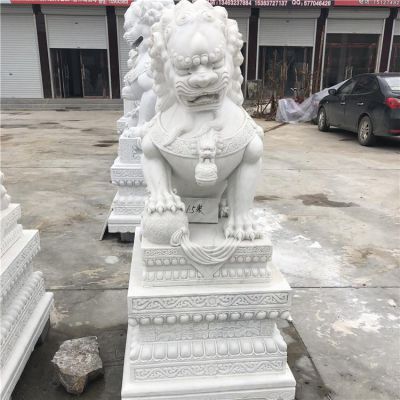 户外门口石柱大理石石雕镇宅招财狮子博鱼网页版