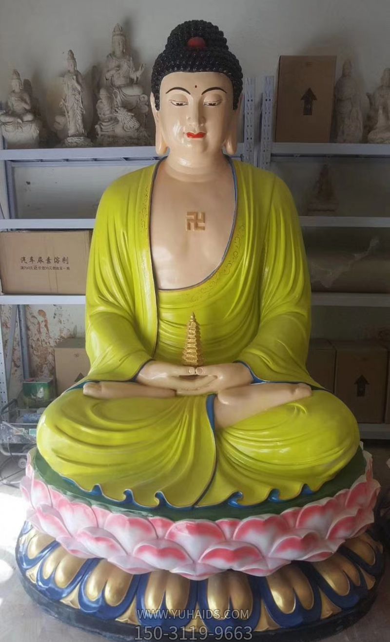 大型玻璃钢彩绘寺庙三宝佛博鱼网页版