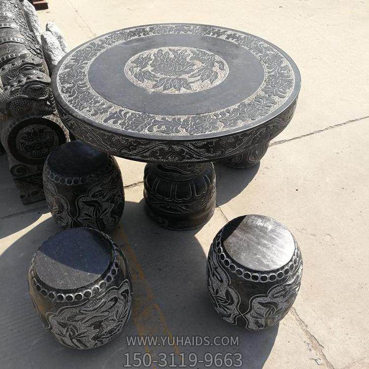 庭院仿古做旧青石石雕圆桌圆凳博鱼网页版