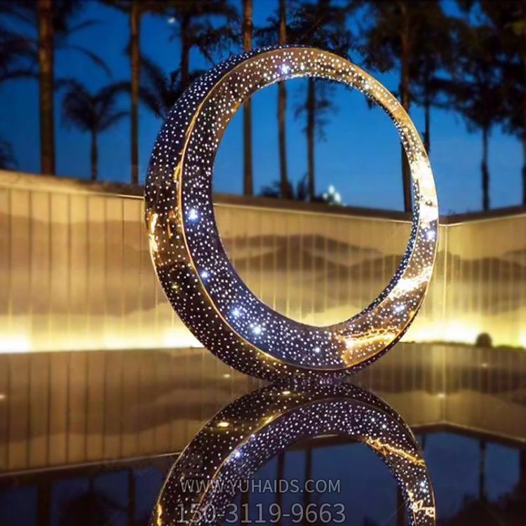 不锈钢镂空创意园林景观圆环摆件博鱼网页版