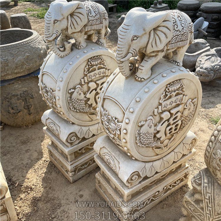 汉白玉仿古大象抱鼓石门墩博鱼网页版