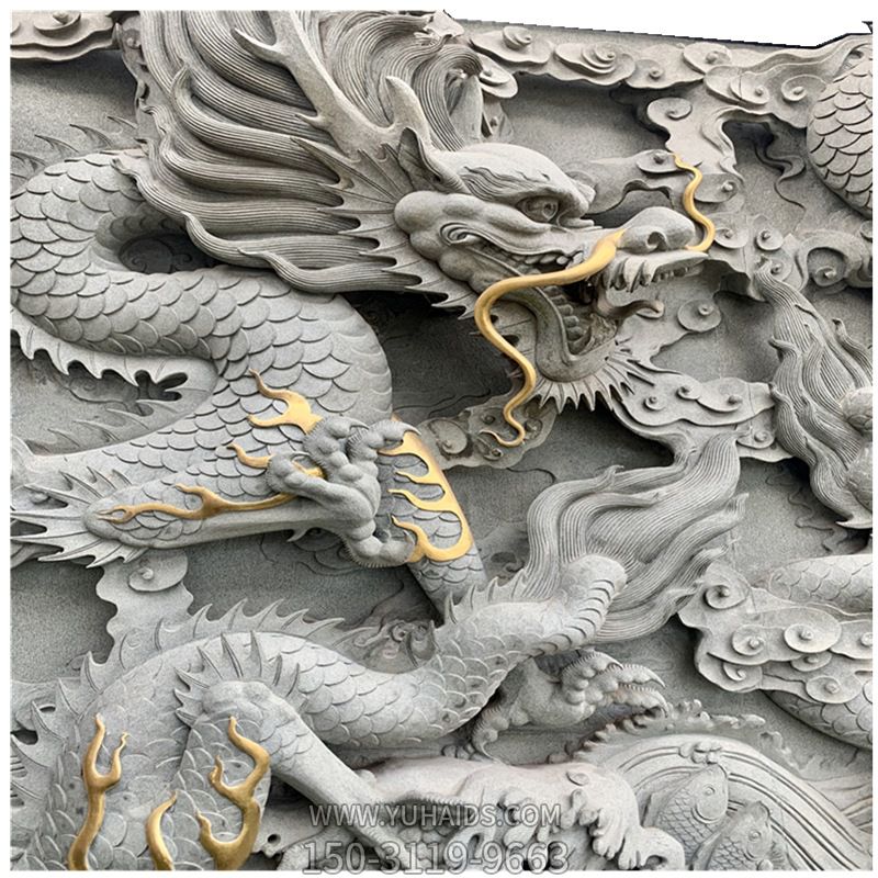 浮雕青石五龙壁石雕龙堵宗教寺庙古建装饰景观博鱼网页版