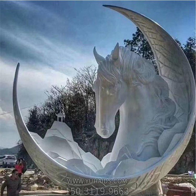 抽象创意博鱼网页版月亮动物结合摆件 城市户外广场景观