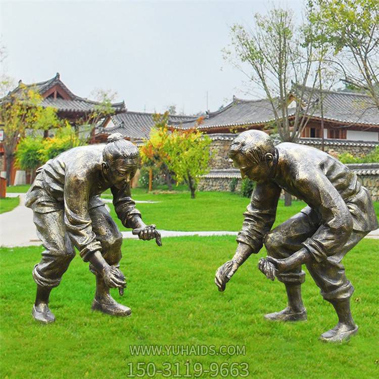 玻璃钢仿铜种稻子的人物景观博鱼网页版