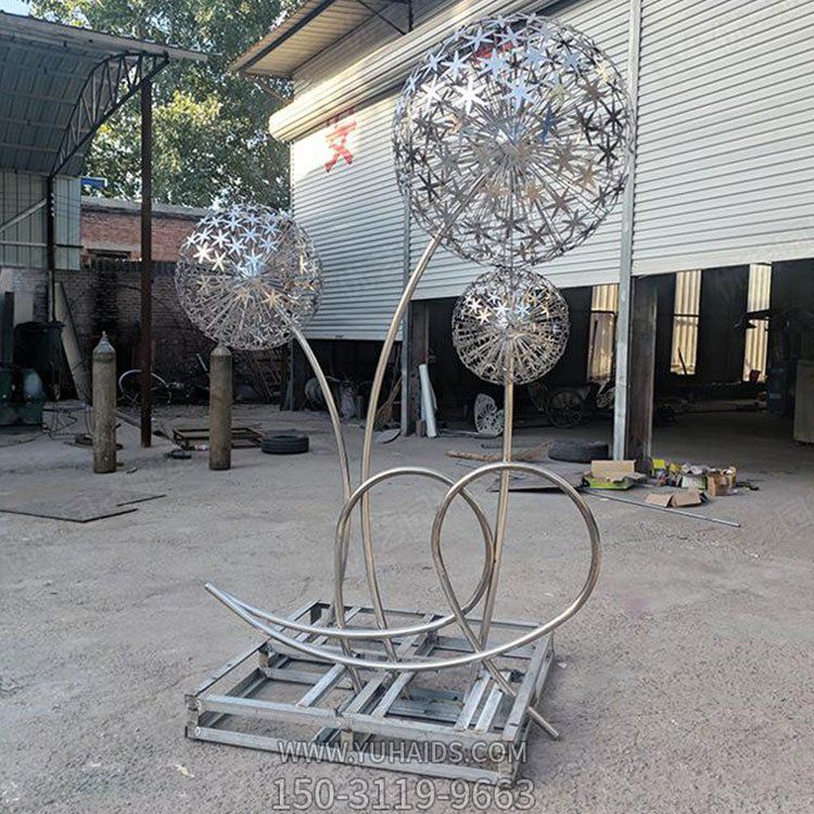 不锈钢抽象蒲公英地标建筑博鱼网页版广场景观草坪装饰