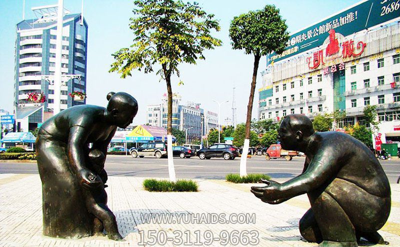 公园景观小孩学走路铜雕儿童博鱼网页版