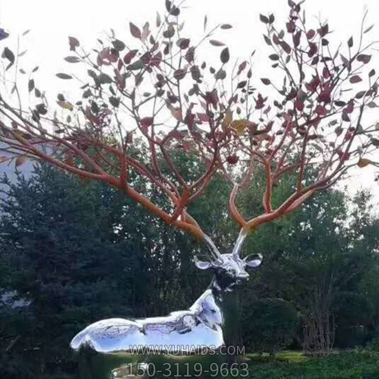 园林户外不锈钢镜面大型梅花鹿博鱼网页版