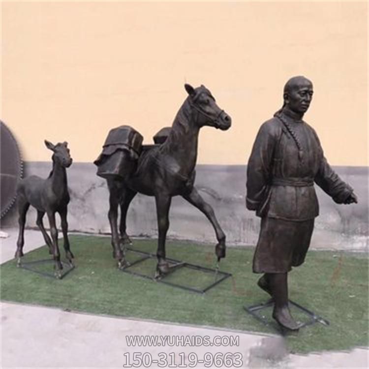 景观街道玻璃钢仿铜拉货物的人物动物景观博鱼网页版