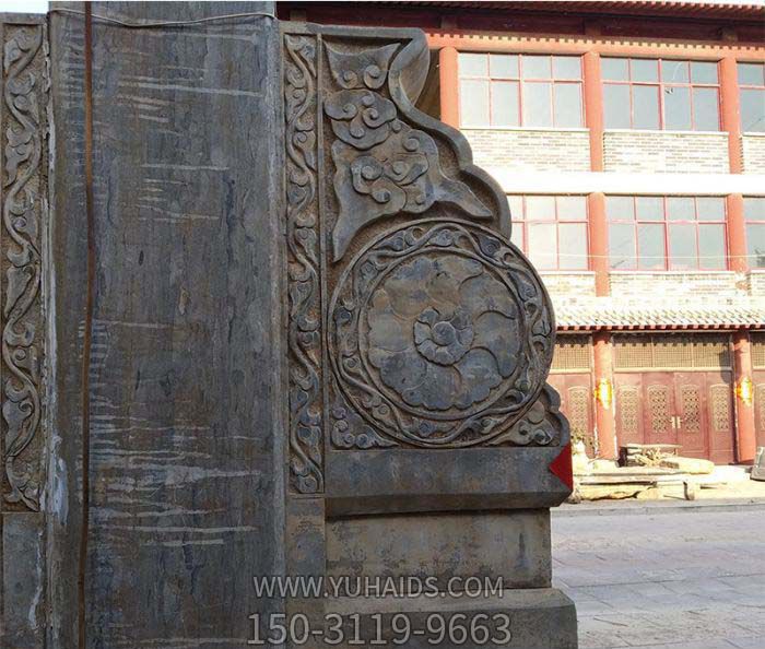 寺院门口摆放做旧抱鼓石景观石雕博鱼网页版