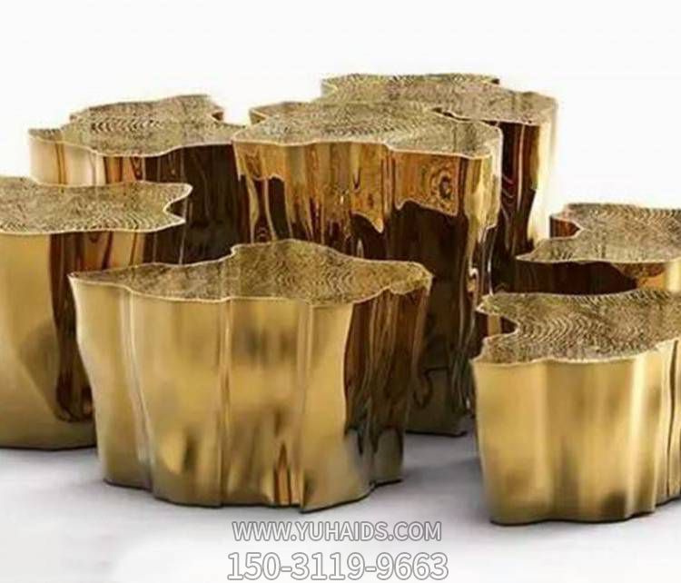 不锈钢抽象创意裂开的树墩摆件博鱼网页版