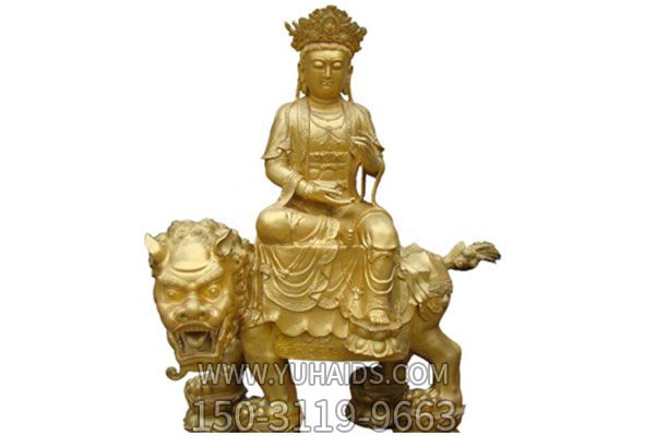 文殊普贤博鱼网页版-不锈钢鎏金寺庙小型佛像文殊普贤博鱼网页版
