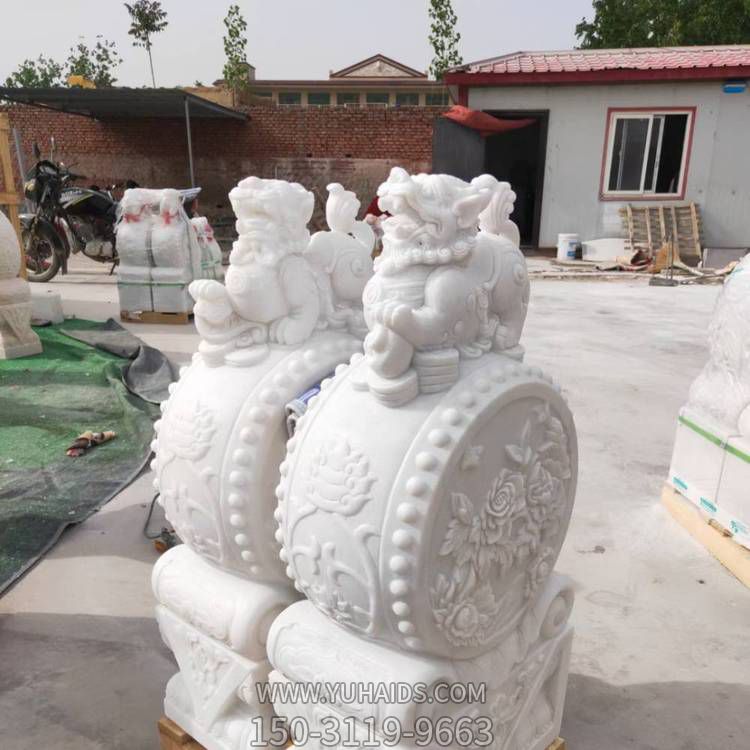 景区庭院汉白玉浮雕小象石鼓 貔貅狮子石鼓门墩博鱼网页版