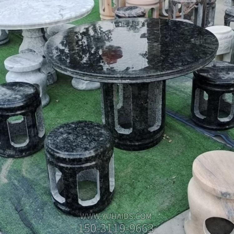 天然大理石银河灰圆桌花园别墅庭院家用户外石桌凳摆件博鱼网页版