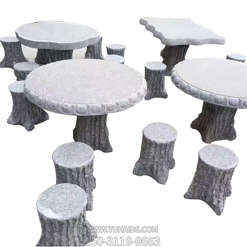 公园景区休闲区摆放大理石圆形树木造型桌椅博鱼网页版