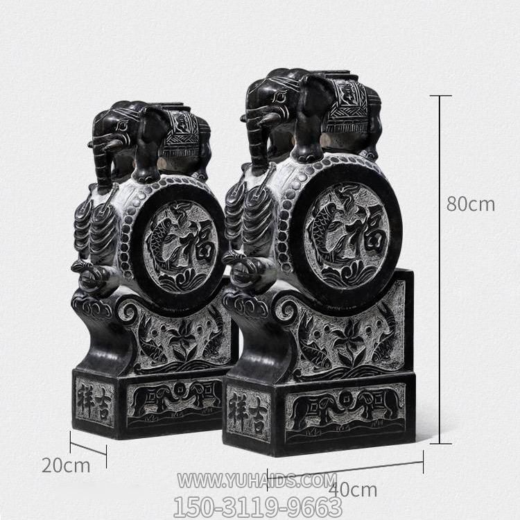 大理石雕刻小象抱鼓石庭院门口摆放仿古石墩博鱼网页版