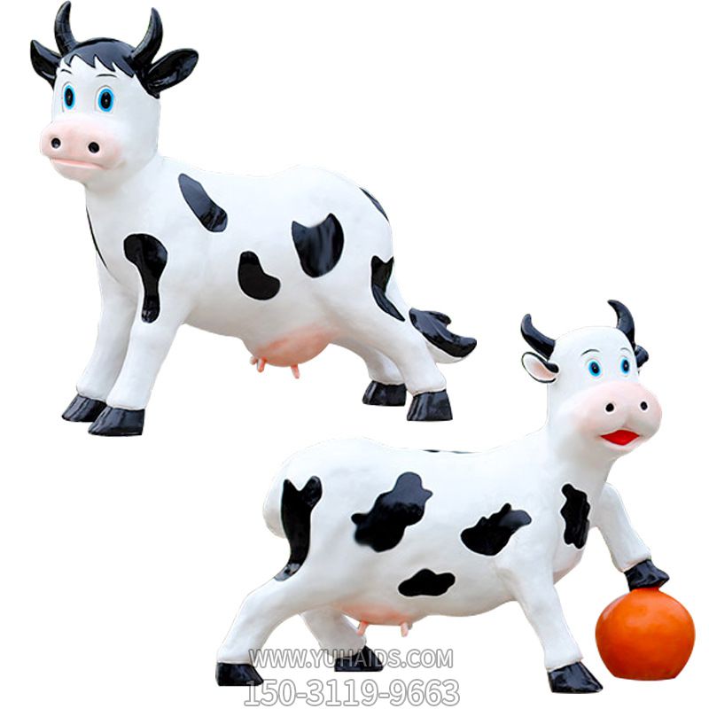 牧场两只玩耍的玻璃钢牛博鱼网页版