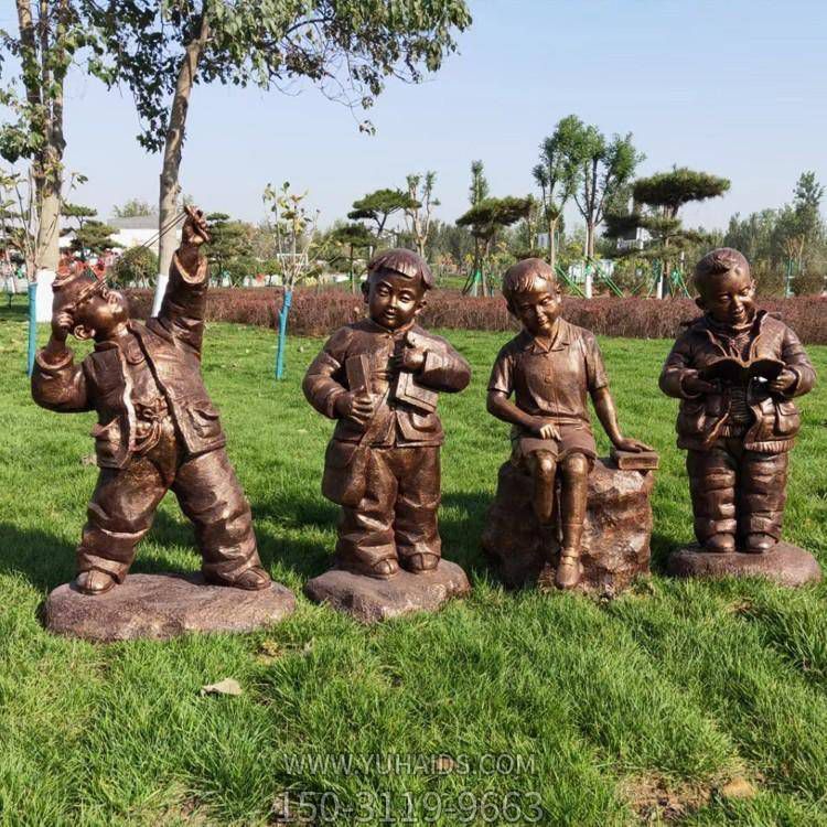 公园摆放玻璃钢仿铜儿童童趣小品博鱼网页版