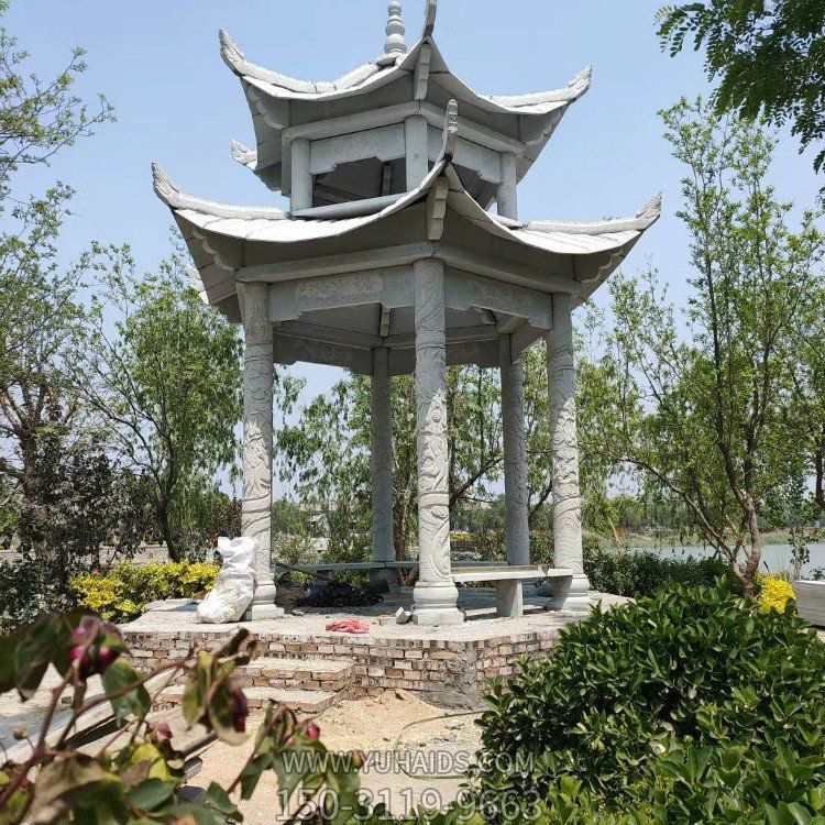 花岗岩石雕凉亭，双层高凉亭博鱼网页版